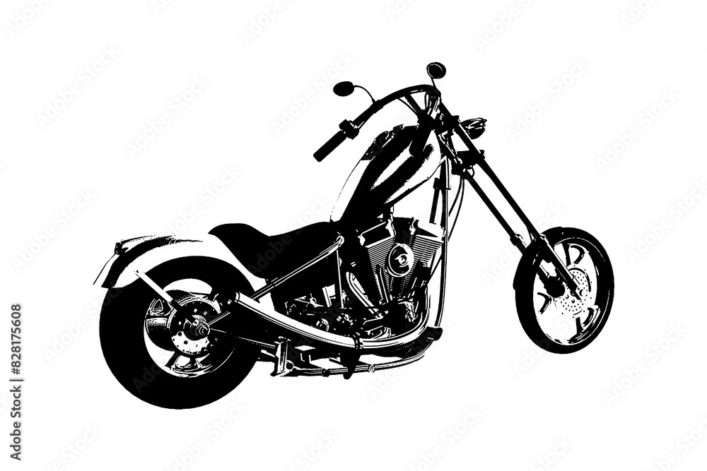 Fototapeta premium classic chopper custom motorcycle silhouette isolated on white transparent background