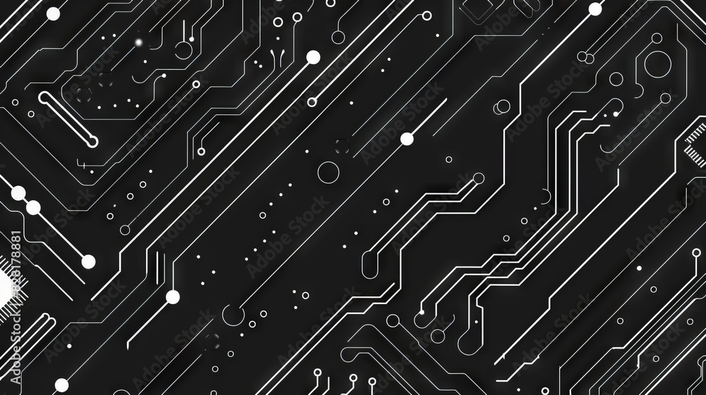 minimalist black and white circuit board pattern abstract vector illustration minimalist black and white circuit board pattern abstract vector illustration