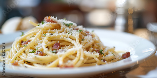 Classic spaghetti carbonara   Authentic Italian pasta dish