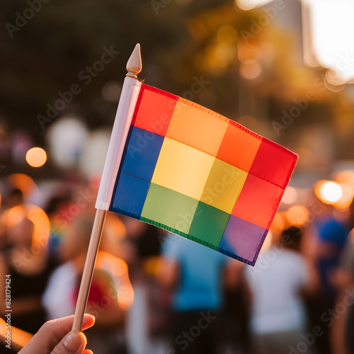 Pride flag and hands with a heart sign for love, equality and solidarity of a gay couple. Rainbow, freedom and closeup of lesbian women with a hand symbol at a gay pride celebration festival