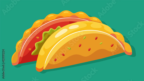 Golden ovenbaked empanadas stuffed with savory shredded chicken gooey cheese and y salsa.. Vector illustration