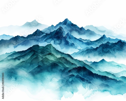 The mountains are blue and the sky is white © rattapornkul