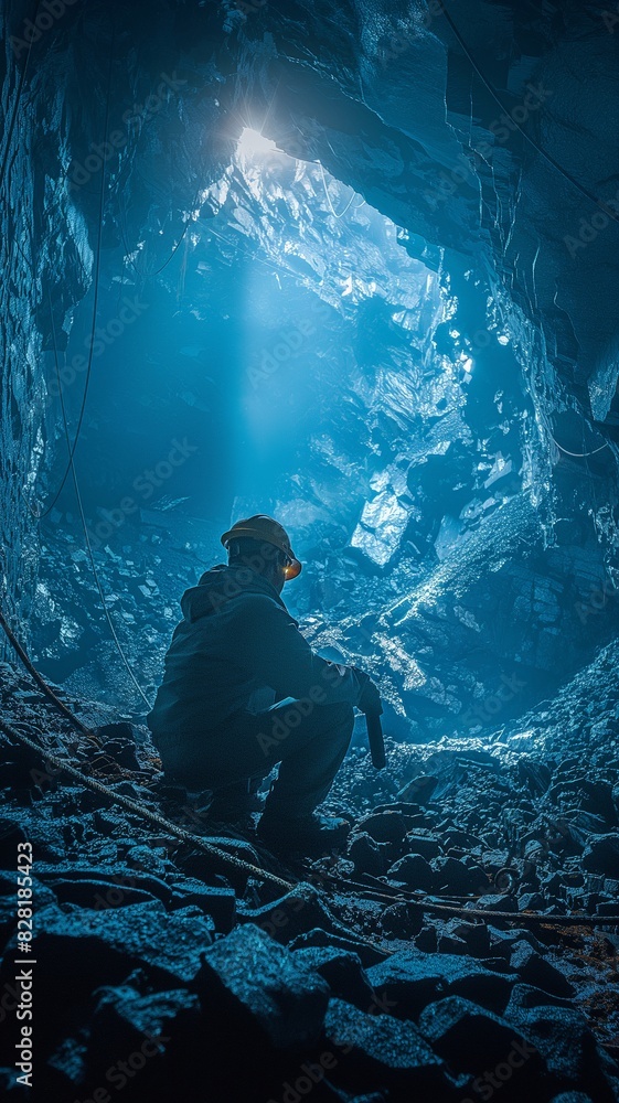Fototapeta premium subterranean gold mining labourer