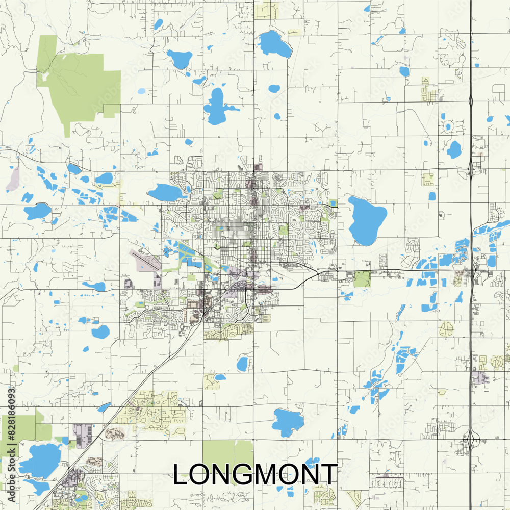 Longmont, Colorado, USA map poster art