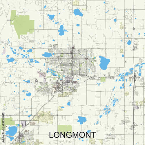 Longmont, Colorado, USA map poster art