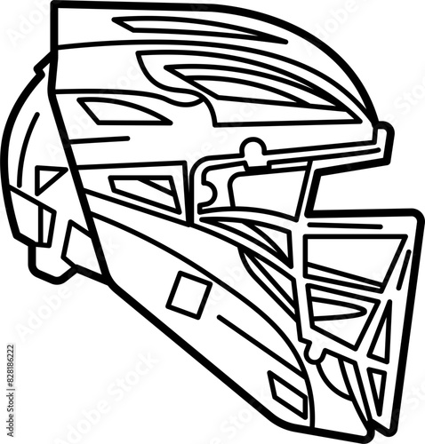 Baseball catcher's helmet vector outline illustration