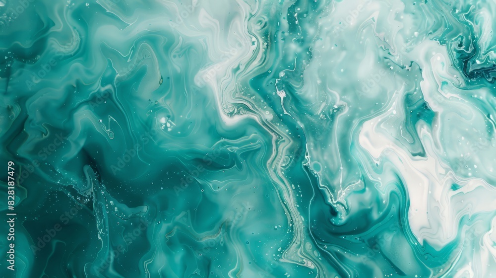 Obraz premium aqua green fluid art marbling paint textured background