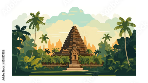 Traditional Indonesian Pagoda as an Exotic Travel Destination Vector Graphic