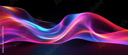 Vibrant abstract waves against the black backdrop and colorful swirls create a striking contrast. Colorful swirls in abstract wave design on a black background, a visually appealing composition