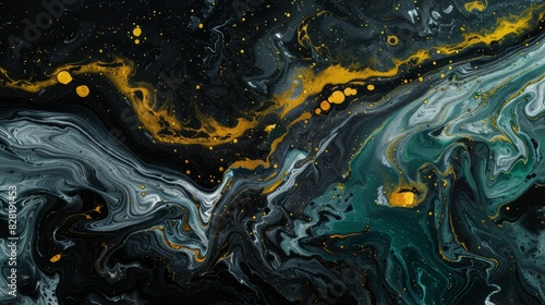 black fluid art marbling paint textured background