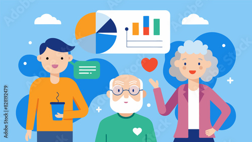 A talk on the role of physical health in promoting mental wellness in the elderly. Vector illustration