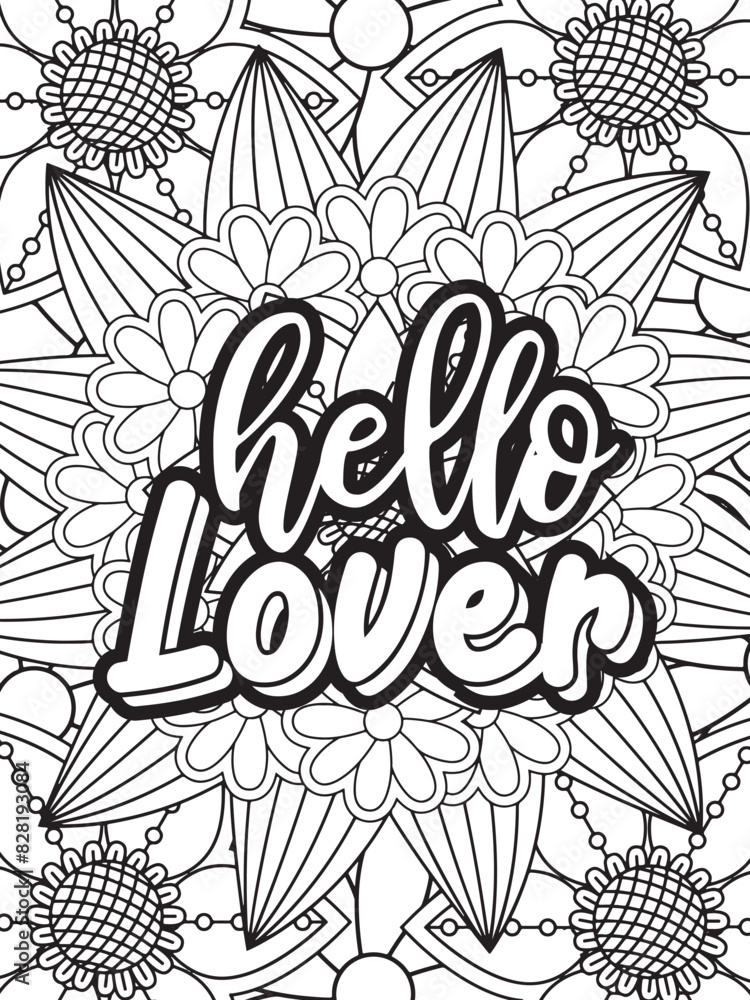 Motivational Quotes Flower Coloring Page Beautiful black and white illustration for adult coloring book Motivational Quotes Flower Coloring Page Beautiful black and white illustration for adult coloring book