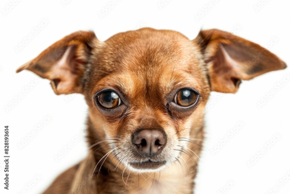 Adorable Chihuahua Dog Gazing at Camera in Closeup Portrait, Isolated on White Background Adorable Chihuahua Dog Gazing at Camera in Closeup Portrait, Isolated on White Background