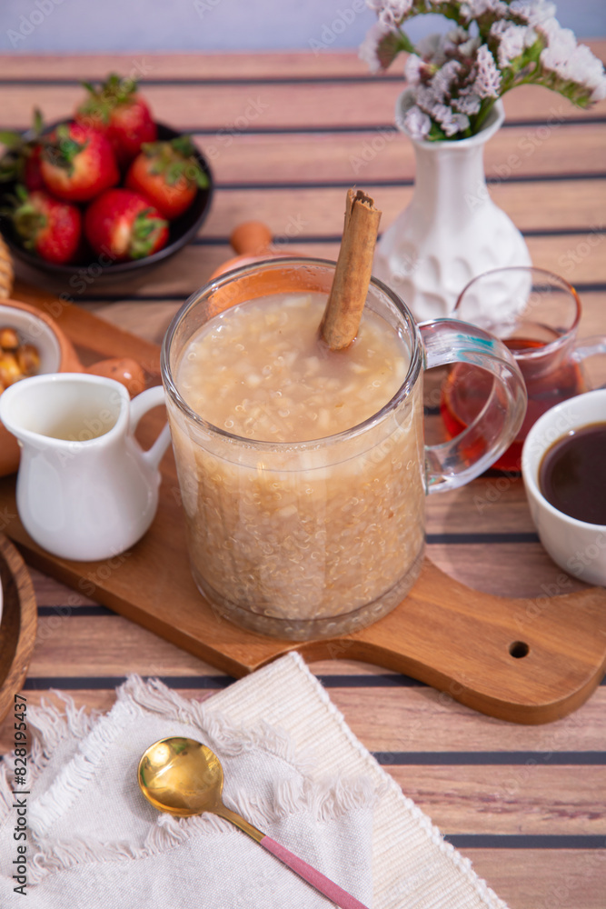 Fototapeta premium Quinua quinoa porridge hot beverage andes traditional drink super food