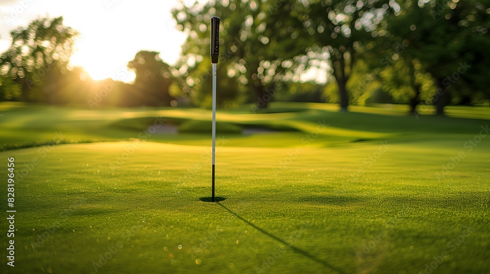 Obraz premium green grass on huge golf fields in summer day