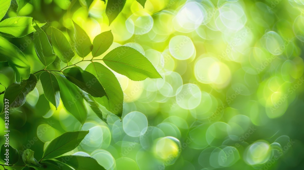 Blurred Green Leaf Background with Bokeh Circles and Light Representing the Concept of a Green World Blurred Green Leaf Background with Bokeh Circles and Light Representing the Concept of a Green World
