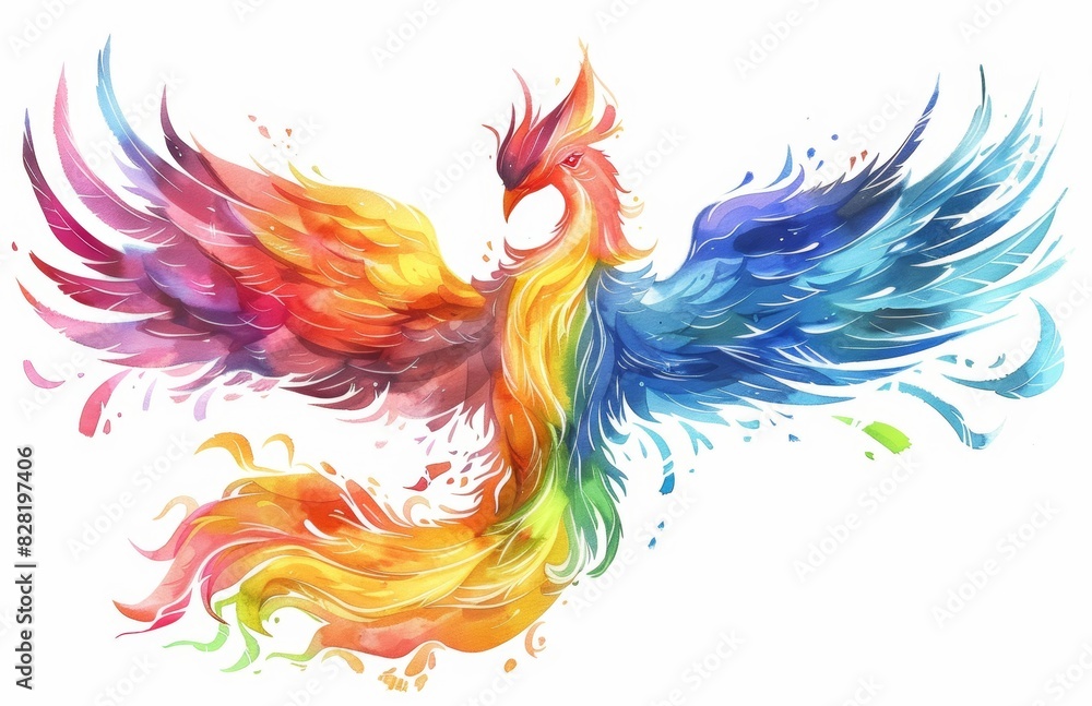 Obraz premium Colorful Phoenix Vector Illustration on White Background