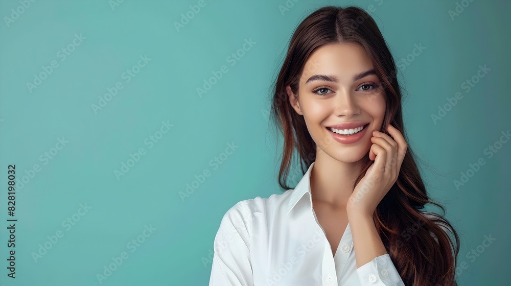 Happy Young Personal Assistant Excelling in Work with Modern Devices on Colorful Background Happy Young Personal Assistant Excelling in Work with Modern Devices on Colorful Background