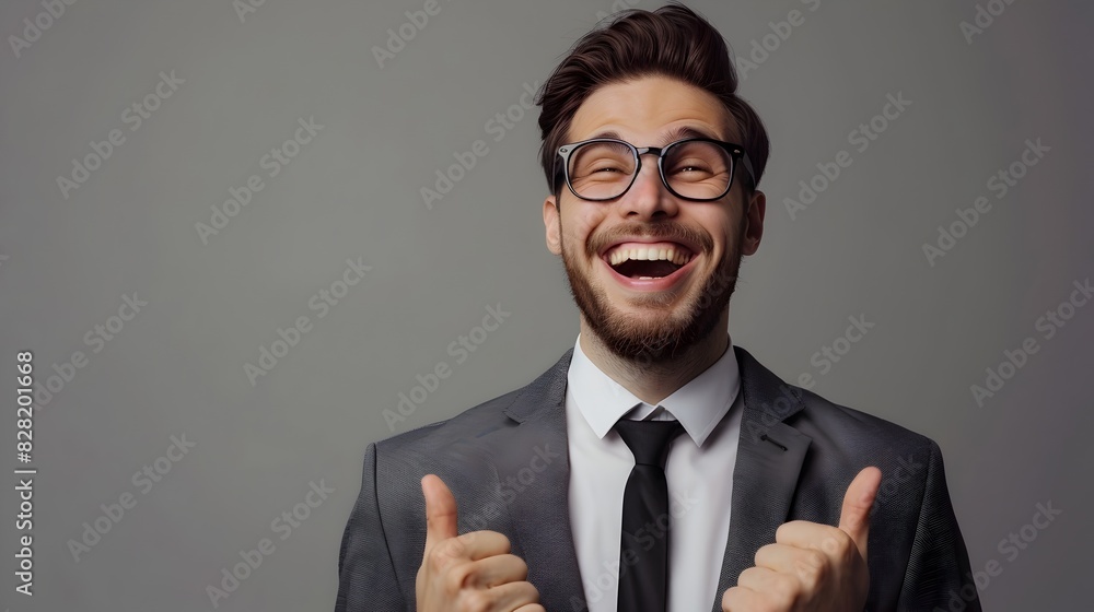 Triumphant Brand Manager Emanates Confidence and Optimism in Corporate Setting Triumphant Brand Manager Emanates Confidence and Optimism in Corporate Setting