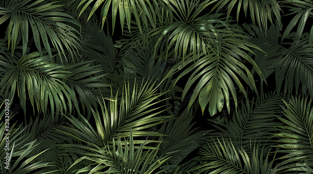 A Palm leaves background in wallpaper style, with seamless pattern
A Palm leaves background in wallpaper style, with seamless pattern