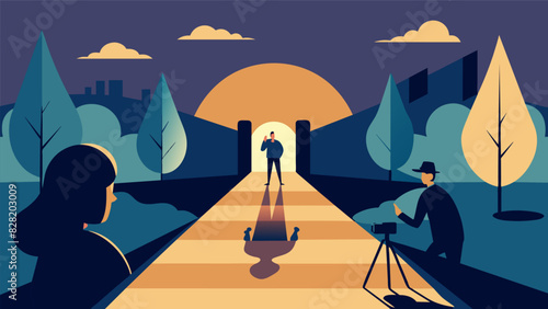 Shadow and light dance together creating a perfect moment for me to capture on my photography and mindfulness walk.. Vector illustration