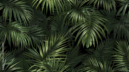 A Palm leaves background in wallpaper style, with seamless pattern 
