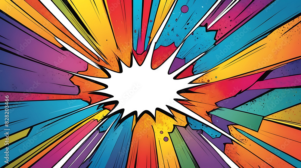 Fototapeta premium Blank colorful comic style abstract background template for writing with copy space 