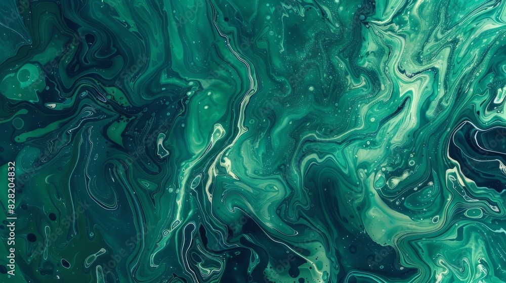 Obraz premium green fluid art marbling paint textured background 