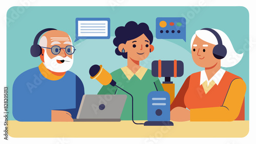 Every week the senior radio show features a different guest speaker who shares their knowledge and expertise on a topic relevant to the elderly community.. Vector illustration