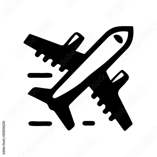 Vector silhouette of an airplane taking off. simple design