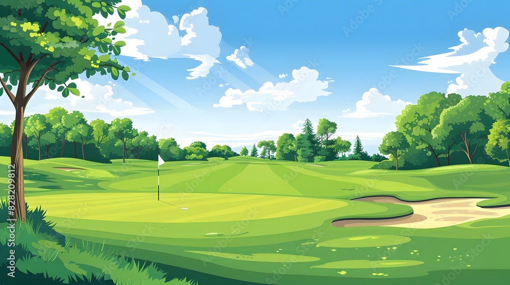 green grass on huge golf fields in summer day green grass on huge golf fields in summer day