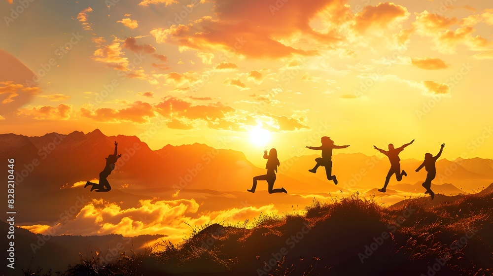 silhouette of a person jumping in the sunset silhouette of a person jumping in the sunset