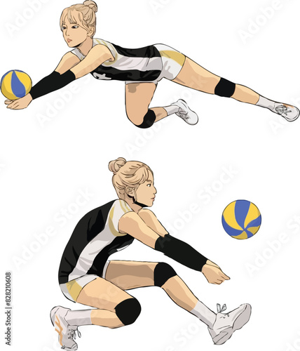Female volleyball Players in Action