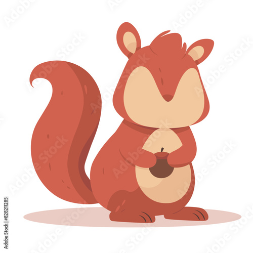 cartoon squirrel with a bushy tail holding a large acorn