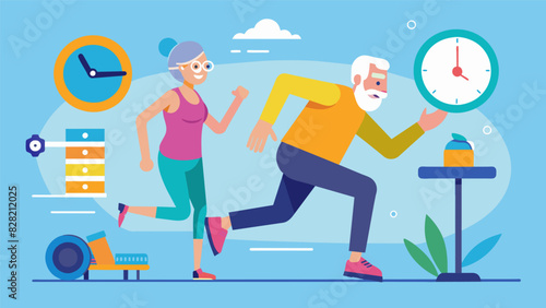 Highintensity interval training focused on agility speed and reaction time for older individuals.. Vector illustration