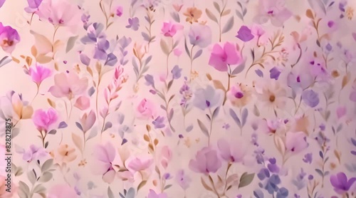 Watercolor Floral Patterns Animation. Experiencing the Beauty of Dreamy Blooms. Animated Background Style photo