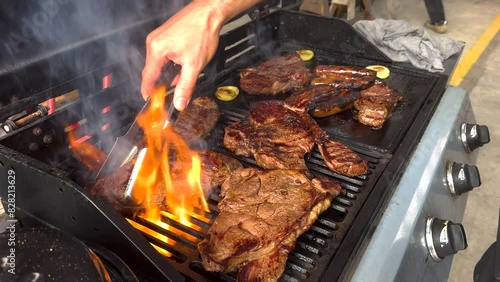 Lamb chop BBQ and sausages in New Zealand.