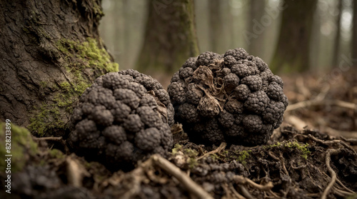 black winter truffle to the gourmet kitchen. Highlight the truffle's unique texture photo