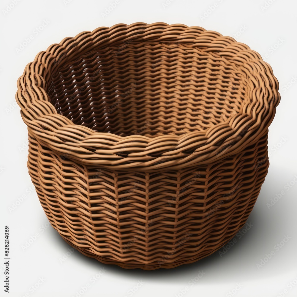 Fototapeta premium wicker basket isolated on white background