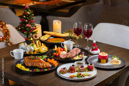 christmas table setting with decorations