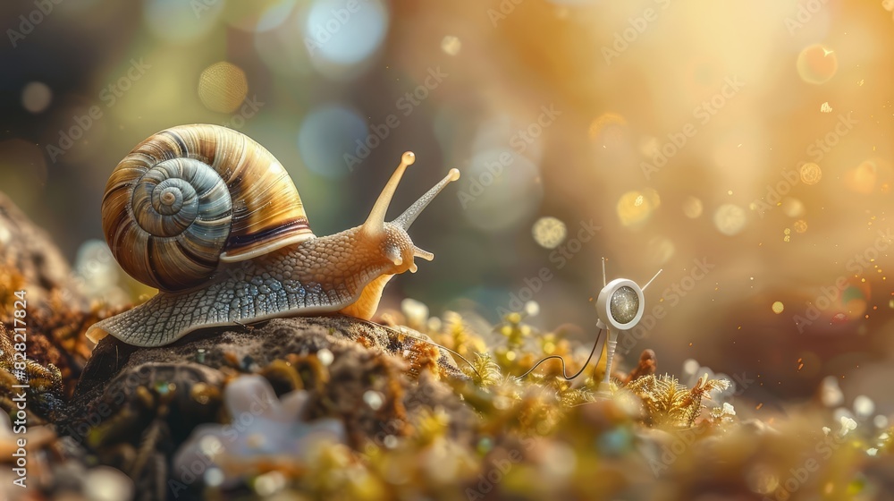 A cute charismatic closeup of a snail in an astronaut suit A cute charismatic closeup of a snail in an astronaut suit