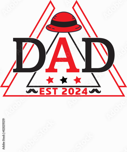  Happy Father's Day, Dad EST 2024, Dad t-shirt design, and Father's Day T-shirt design for dad lovers. 
Ready to print for apparel, poster, and illustration. Modern, simple, lettering.
