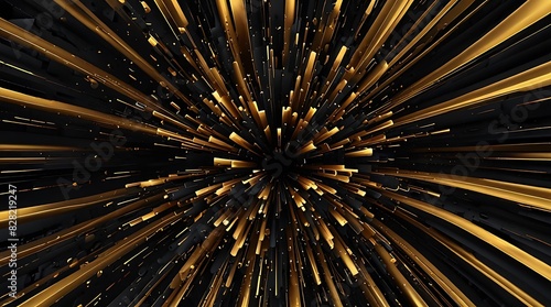  abstract image with a lot of wavy golden lines on a black background