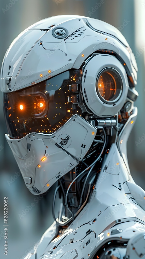 Sleek Chrome Humanoid Robot in Neon-Lit Futuristic Urban Environment Sleek Chrome Humanoid Robot in Neon-Lit Futuristic Urban Environment