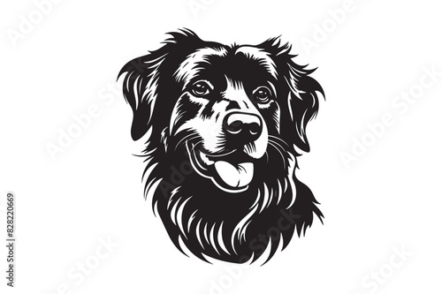Front view of dogs group standing or sitting of different breeds vector silhouette collection