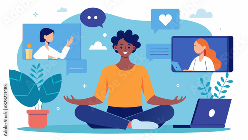 Through virtual wellness coaching sessions you can connect with your coach from anywhere in the world to address stress management and ways to enhance your mental and emotional. Vector illustration