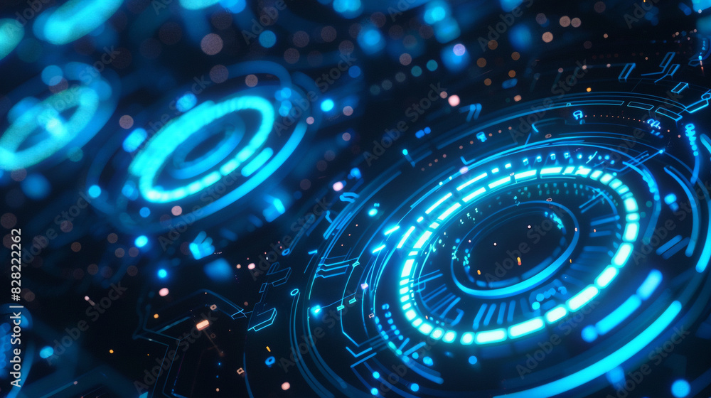 Neon blue circles shine, suitable for cutting-edge tech designs. Neon blue circles shine, suitable for cutting-edge tech designs.