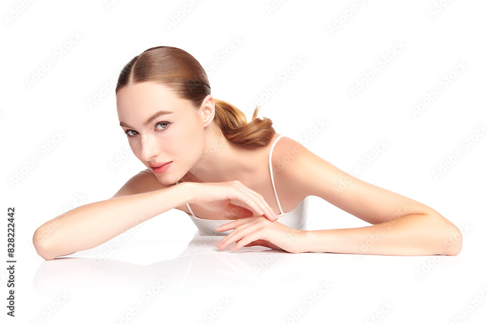 Beautiful young woman with clean fresh skin on white background, Face care, Facial treatment, Cosmetology, beauty and spa, women portrait. Beautiful young woman with clean fresh skin on white background, Face care, Facial treatment, Cosmetology, beauty and spa, women portrait.