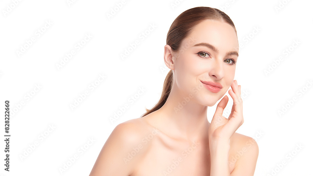 Beautiful young woman with clean fresh skin on white background, Face care, Facial treatment, Cosmetology, beauty and spa, women portrait. Beautiful young woman with clean fresh skin on white background, Face care, Facial treatment, Cosmetology, beauty and spa, women portrait.