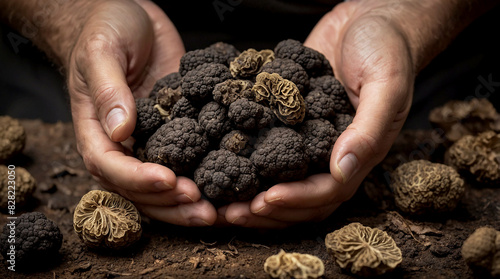 black winter truffle to the gourmet kitchen. Highlight the truffle's unique texture photo